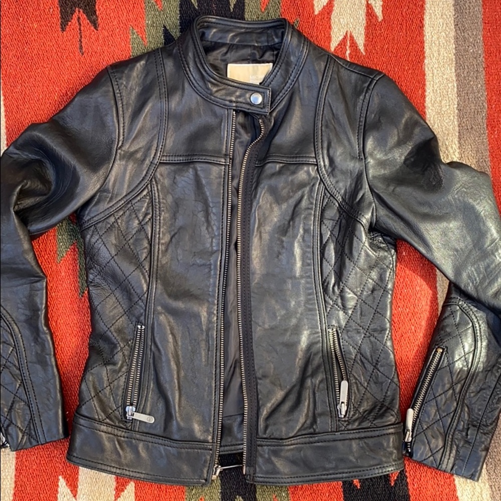Michael Kors Genuine Leather Moto Jacket